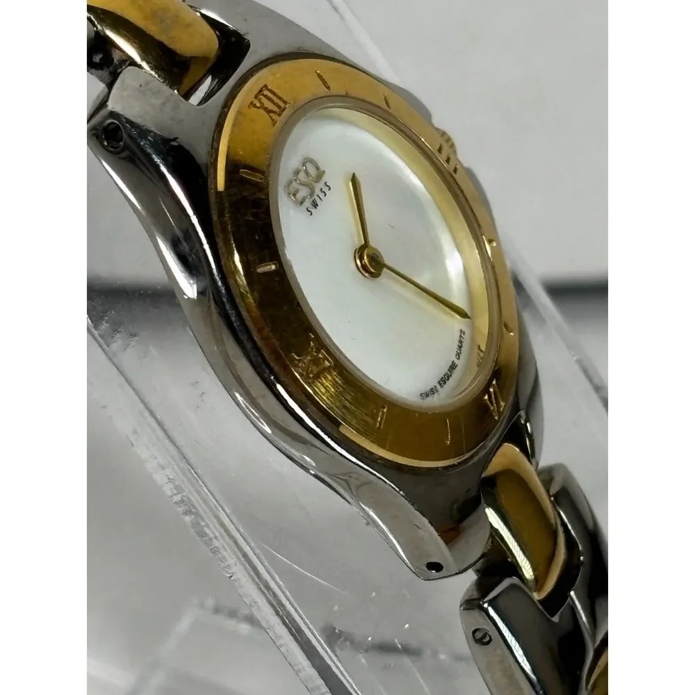 ESQ by Movado two-tone MOP dial quartz vintage women's watch, running